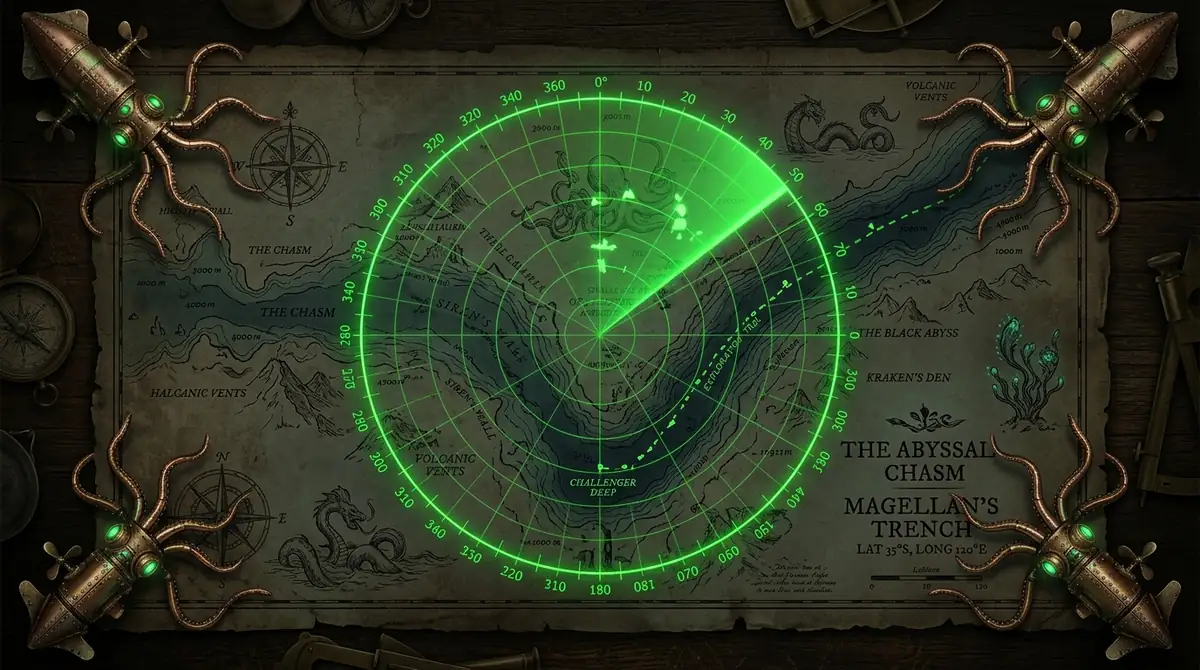 Ancient map of deep sea trench